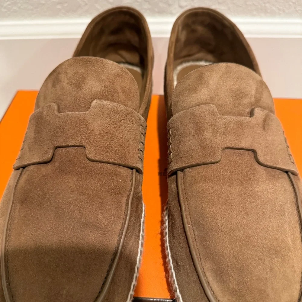 *SOLD!* Hermes Men’s Brown Suede Trip Espadrilles Size 44 EU / 11 US - Picture 7 of 13